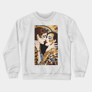 Gustav Klimt's Passionate Embrace: The Kiss Inspired Illustration Crewneck Sweatshirt